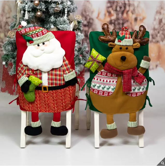 Cubiertas para Silla con Detalle Navideño 2 Piezas, Hombre de Nieve y Piinguino