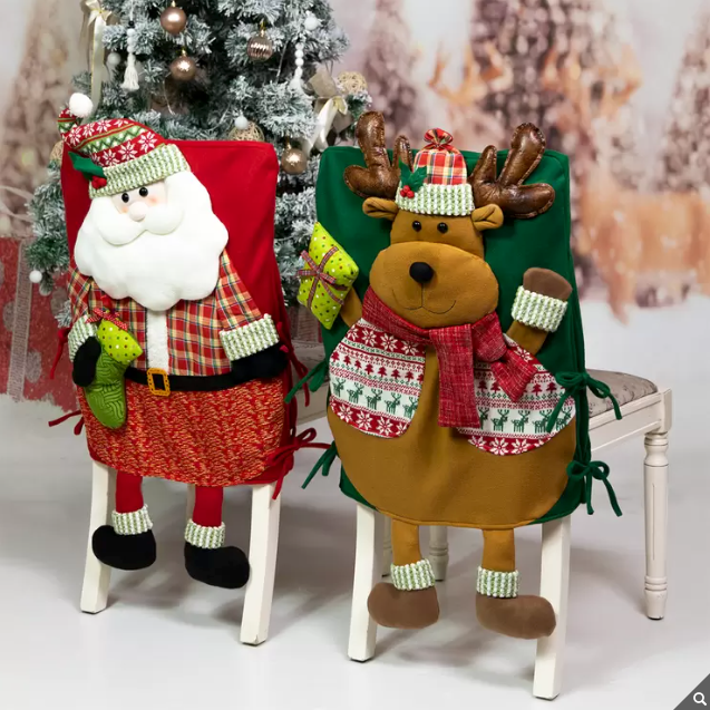 Cubiertas para Silla con Detalle Navideño 2 Piezas, Hombre de Nieve y Piinguino