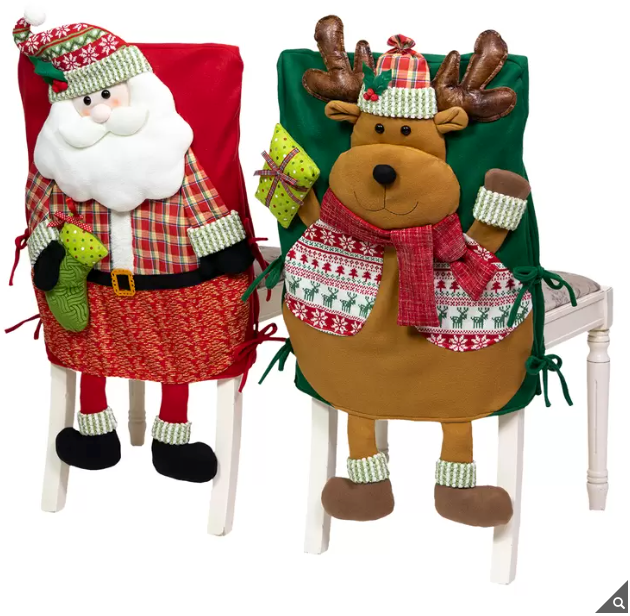 Cubiertas para Silla con Detalle Navideño 2 Piezas, Hombre de Nieve y Piinguino