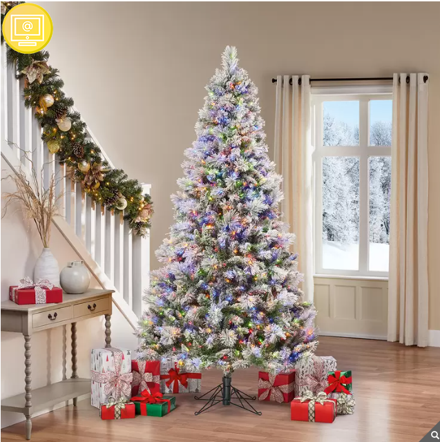 Árbol de Navidad Artificial Escarchado y Diamantado de 2.2m Preiluminado con 1150 Luces Radiant Micro LED